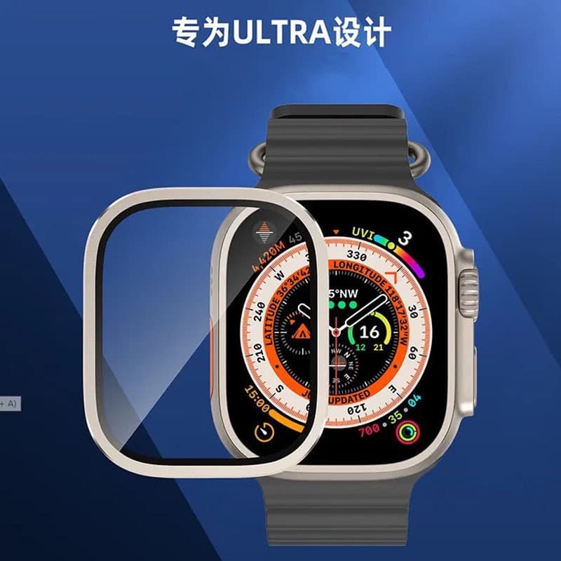 Suitable for Apple watch Ultra3 watch titanium alloy frame tempered film 49mm anti-peeping protective film 3