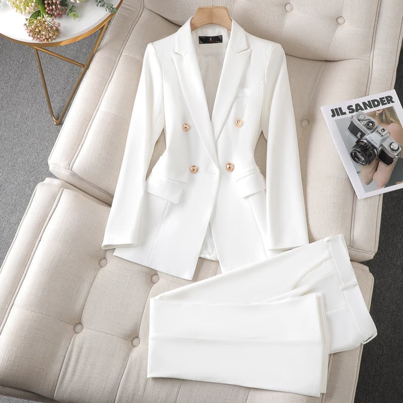 Elite autumn classic suit jacket, fashionable flared trousers, set, new collection, bright catchy style 3