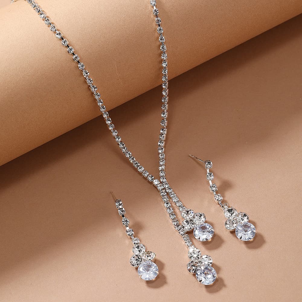 Design necklace with zircon, accessory for bride, set, earrings, chain for key bag , flowered, trend of season, diamond encrusted 2