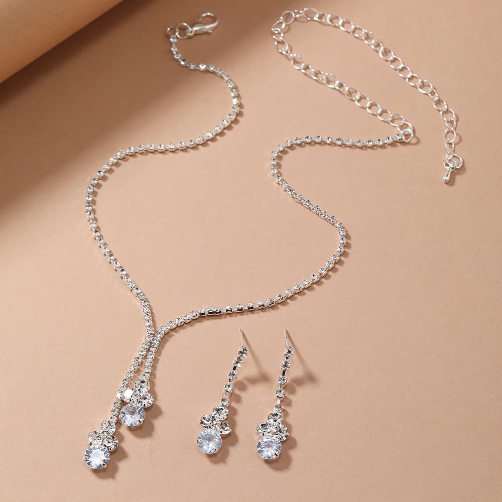 Design necklace with zircon, accessory for bride, set, earrings, chain for key bag , flowered, trend of season, diamond encrusted 4