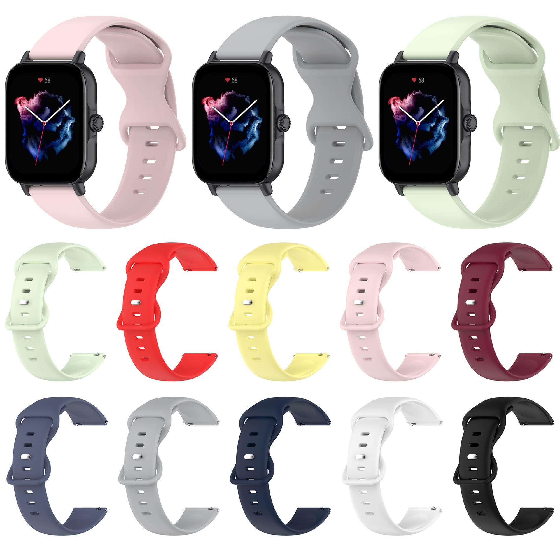 Applicable to Huami Watch Amazfit Active Silicone Stand Ribbon BIP3 Pro Butterfly Caps Sports wristband 20mm