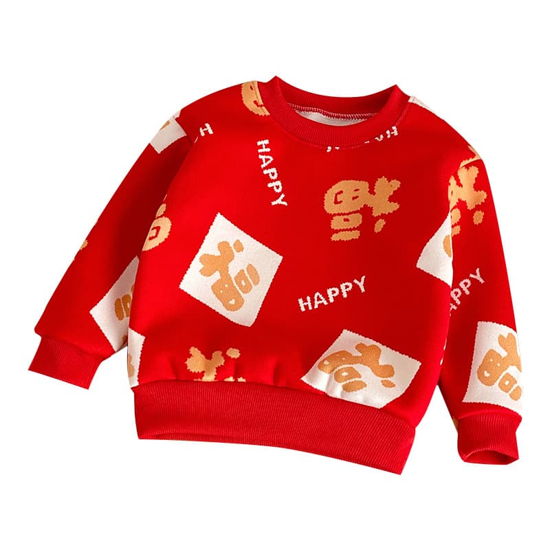 (Wholesale), demi-season children's fleece T-shirt for boys, keep warm long-sleeve, cartoon knitted sweater, increased thickness, children's clothing 5