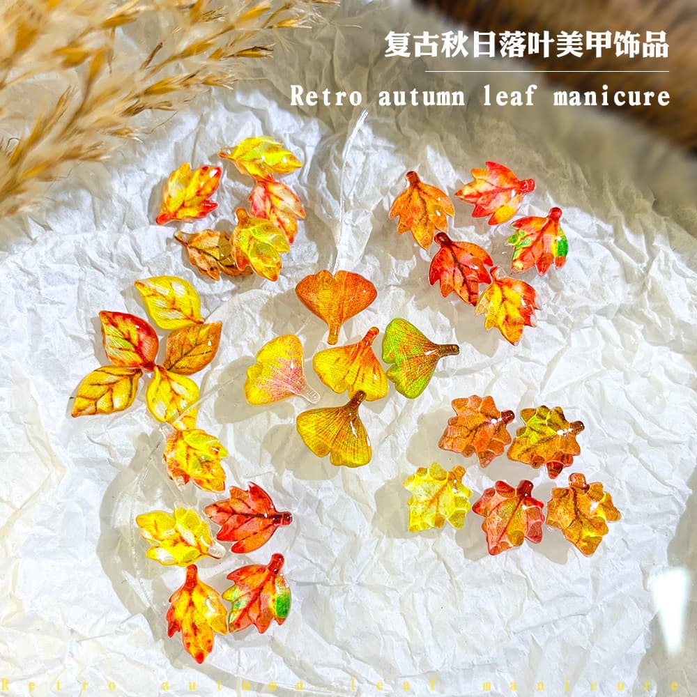 Retro demi-season accessories for manicure, maple leaf, decorative accessory, wide color palette 4