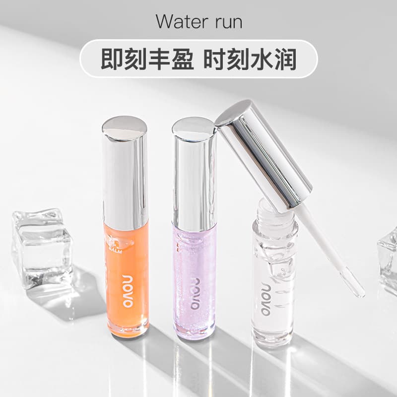 NOVO Glass lip gloss, demi-season transparent lip balm, mirror effect, plump lips effect 3
