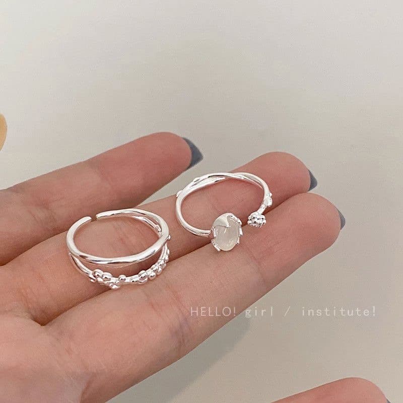 Sophisticated adjustable ring, moonstone, light luxury style, high-quality style, on index finger 3