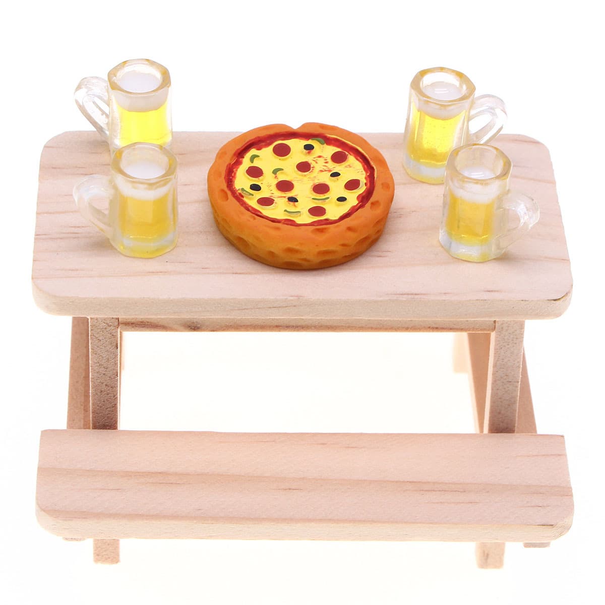 Small wooden doll house, rag doll, food play, furniture 4