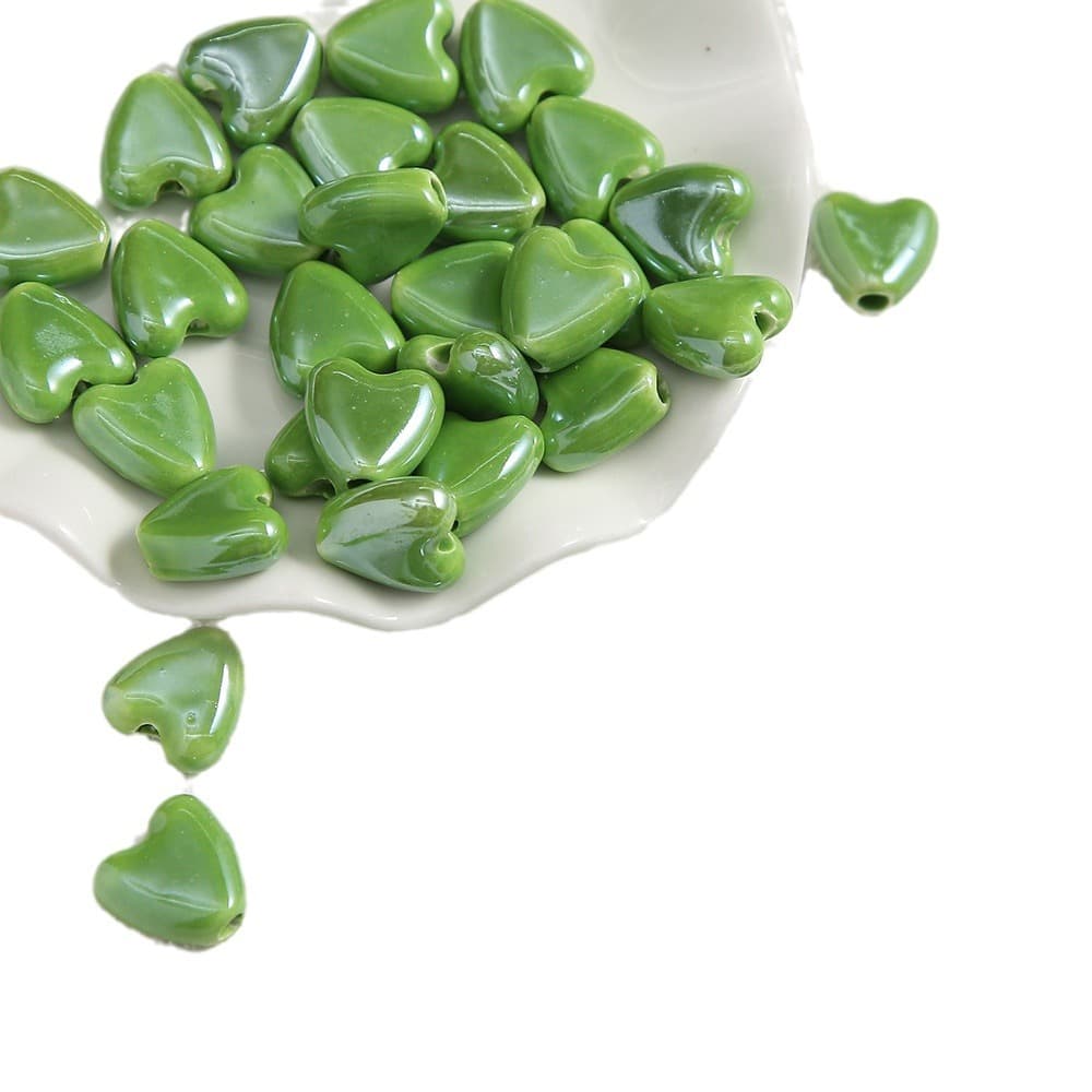 Fresh green ceramic cute beads, beaded bracelet, bag accessory, wide color palette, DIY 5