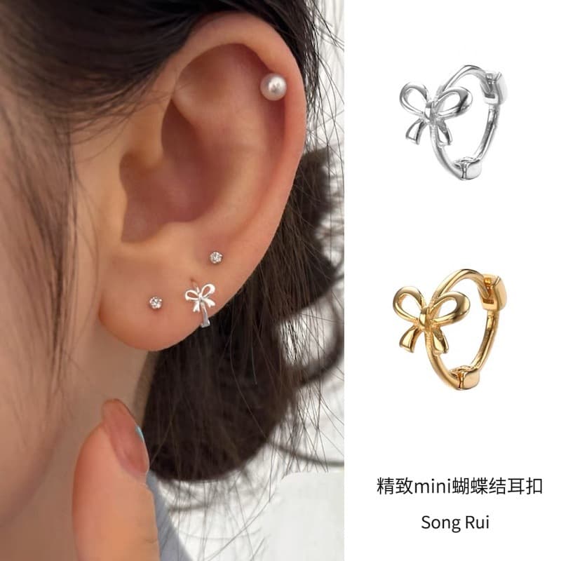 Sophisticated small cute design universal earrings with bow, trend of season
