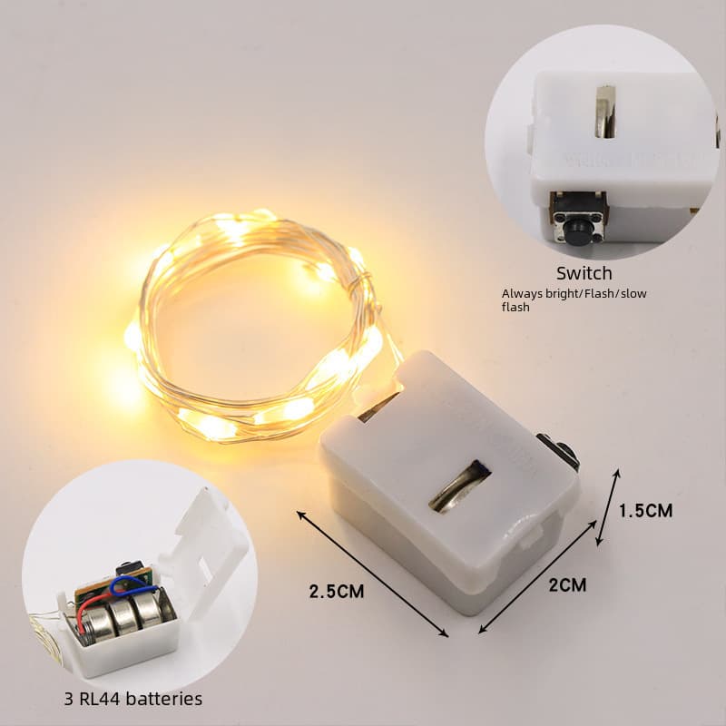 LED buttons Battery Copper Light Strings Waterproof Festival Star Light String Flower Cake Box Decoration Light Strings 3
