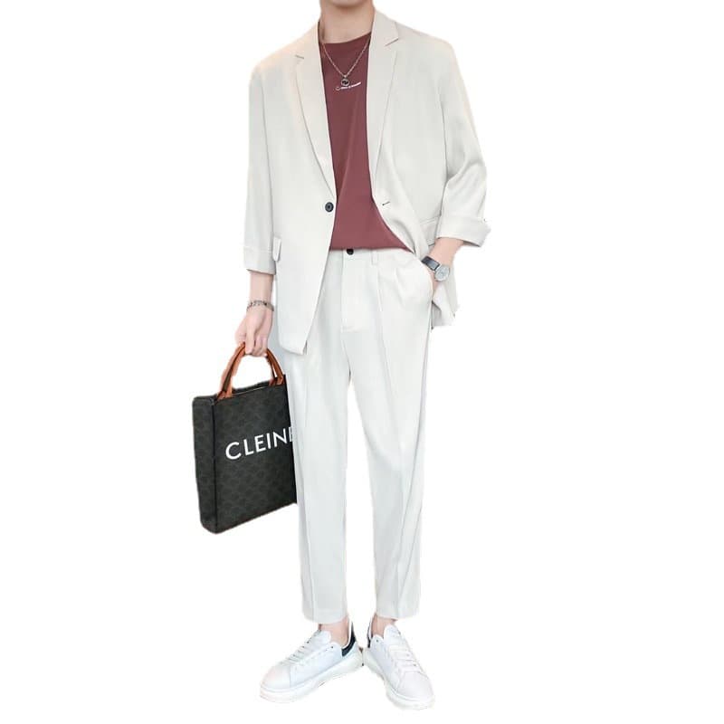Men's thin demi-season trend set for leisure, classic suit jacket, Korean style, oversize 5