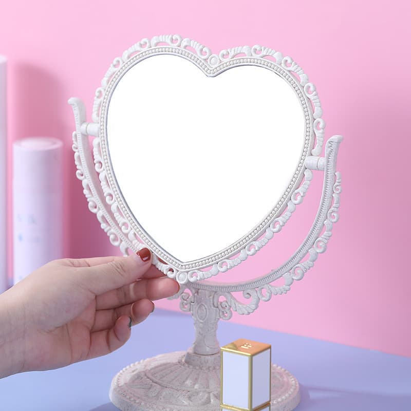 New desktop makeup mirror double -sided beauty dressing mirror bedroom European -style retro mirror desktop beauty makeup love mirror 3