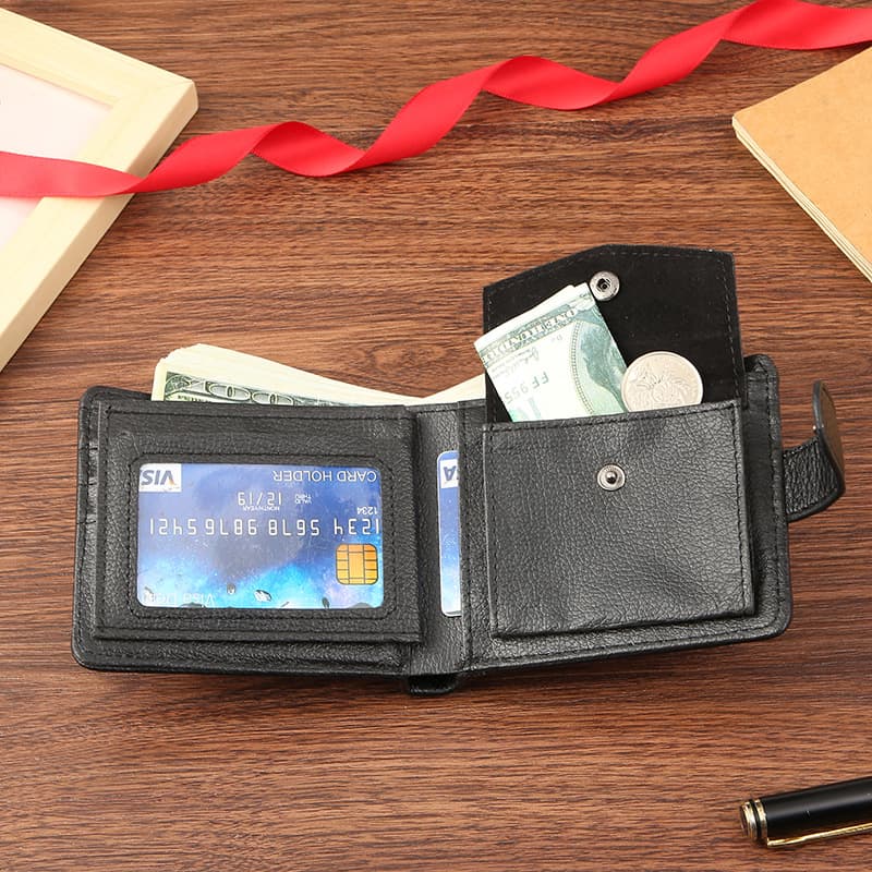 (Wholesale), (Cross-border trading), polyurethane short wallet with zipper, adjustable strap 3
