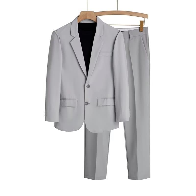Men's summer thin set, trend classic suit jacket for leisure, oversize 5