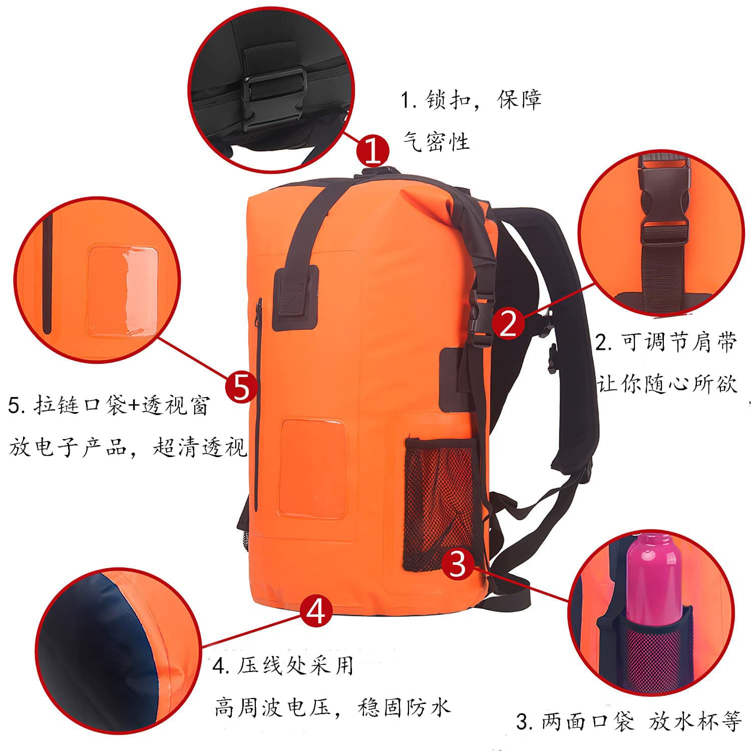 (Cross-border trading), (Wholesale), waterproof high quality climbing backpack for swimming for hiking, custom-made 4