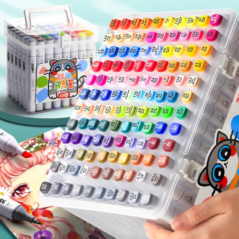 Children's marker for students, watercolour water based, double-sided crayons, washable, 48 colors, 80 colors, 36 colors 2