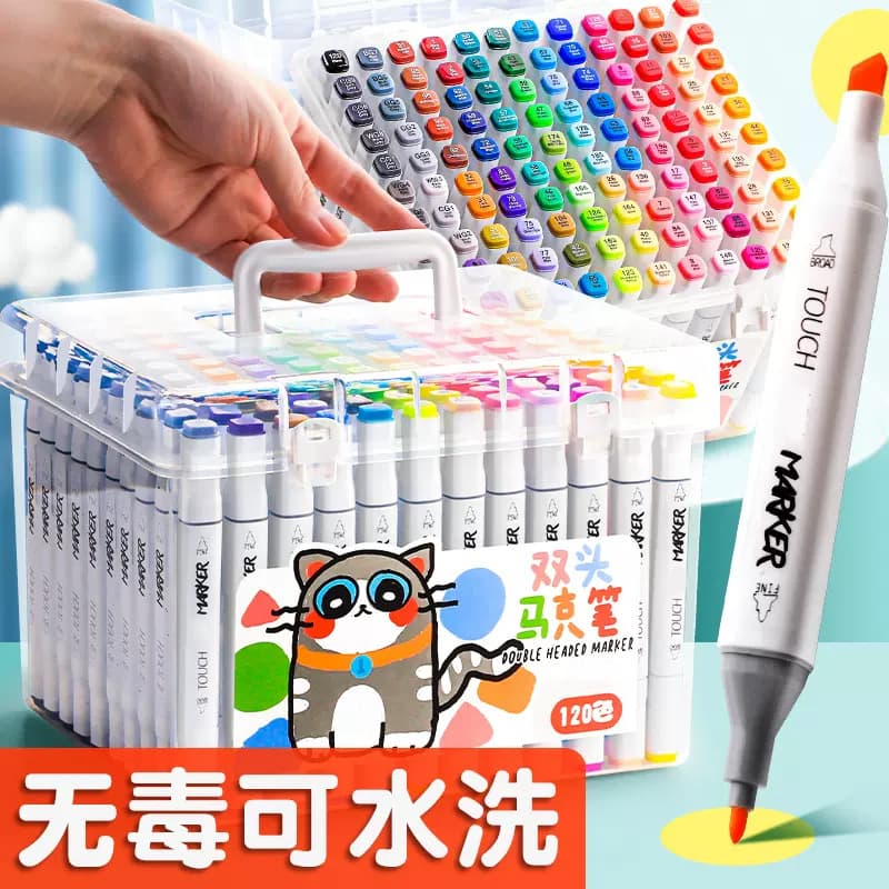Children's marker for students, watercolour water based, double-sided crayons, washable, 48 colors, 80 colors, 36 colors