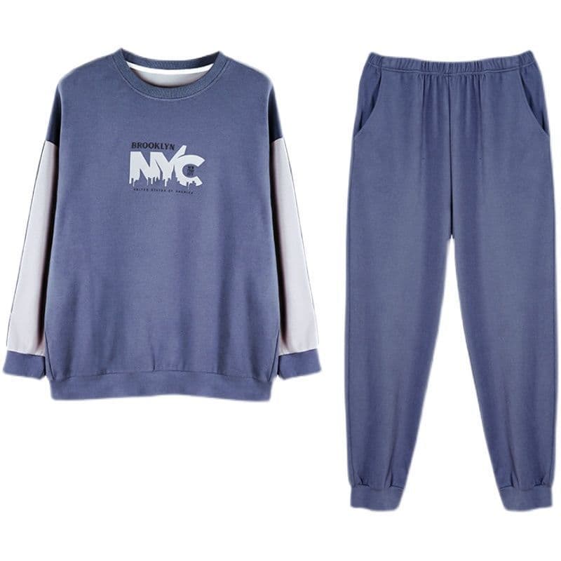 Men's autumn pijama, long-sleeve, thin cotton trousers, demi-season set for leisure, men's style, plus size 5