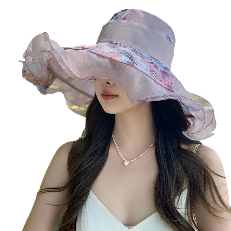 Fashionable beach summer silk hat solar-powered, UV protection 5