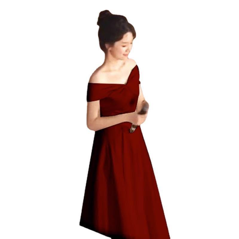 Elegant long evening dress for students, open shoulders 5