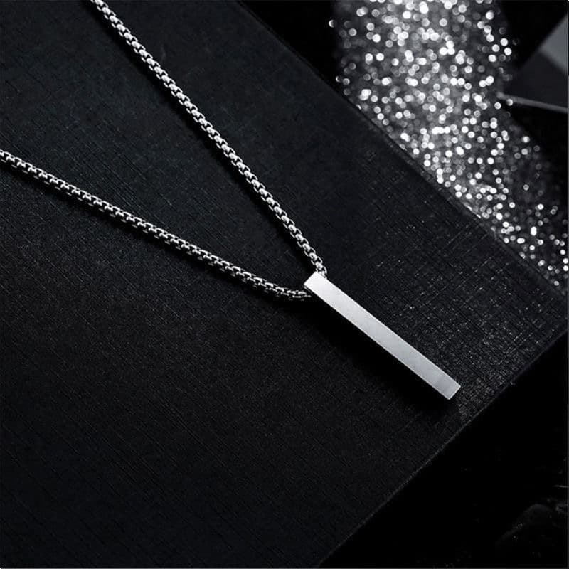 (Cross-border trading), men's necklace stainless steel hip-hop style, rectangular three dimensional pendant, accessory, for beloved 3