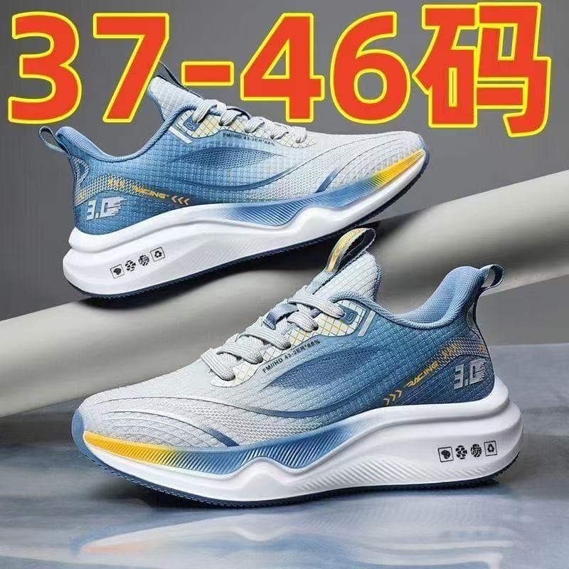 Men's breathable running sneakers, fashionable casual footwear with shoelaces, plus size, soft sole, spring 2025 collection, city style