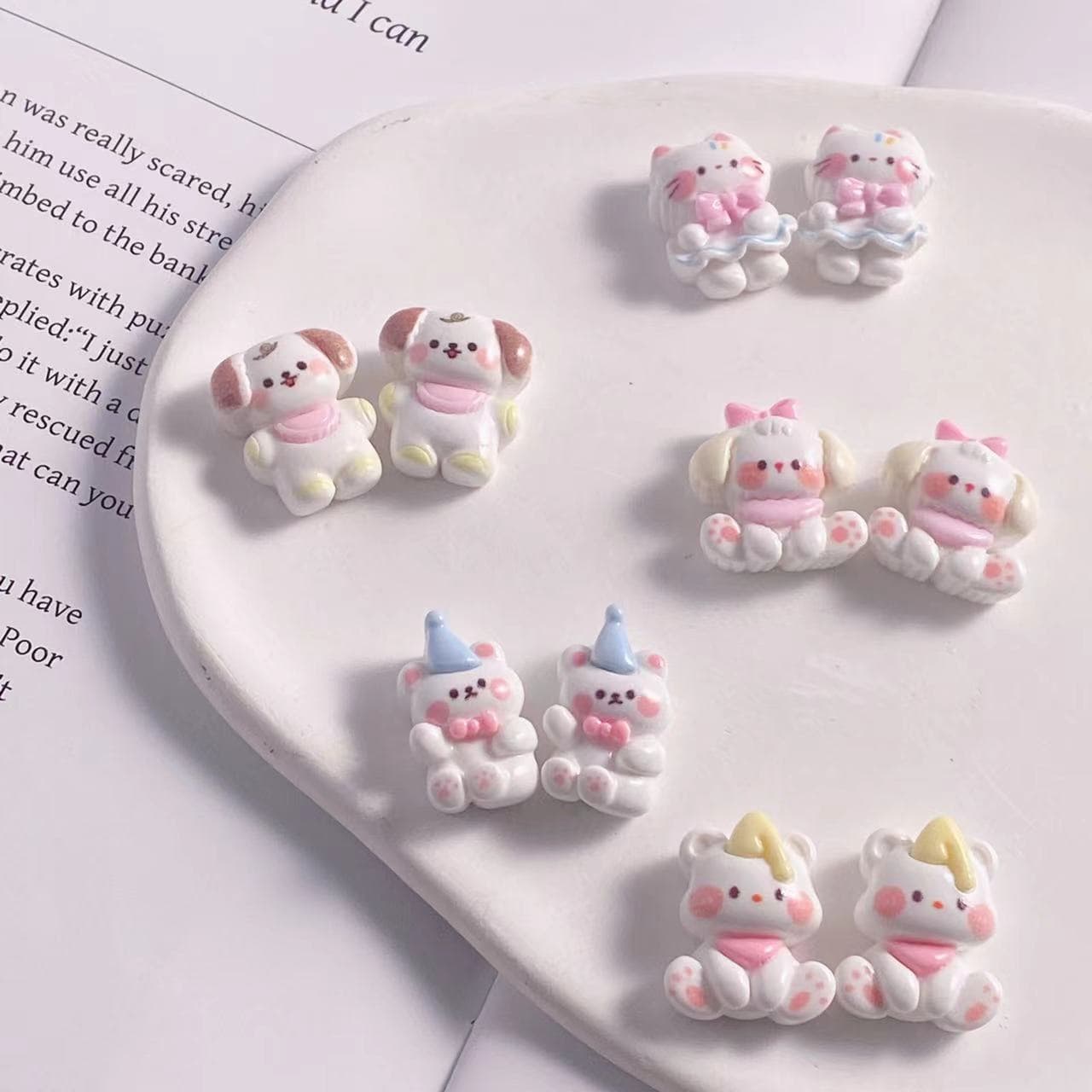 Small accessories, cream hairgrip, hair rope handmade, accessory, with little bears, Cinnamoroll, DIY, (Physicals) 2