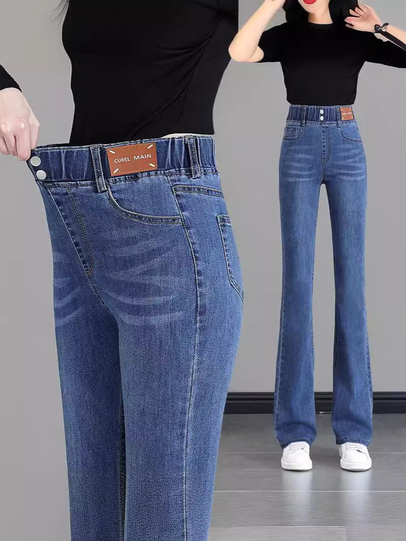 Spring jeans, flared trousers, plus size, 2025 years, new collection, high waist