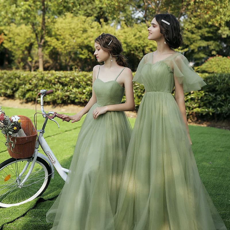 Spring bridesmaid dress, long long skirt, evening dress, open shoulders 3