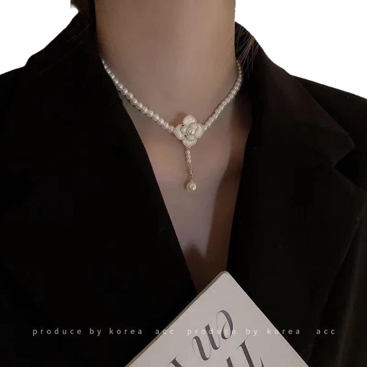 Retro elegant necklace from pearl, mountain tea, chain for key bag  for bride, wedding dress, evening dress, set, French vintage style, 3 piece set 5