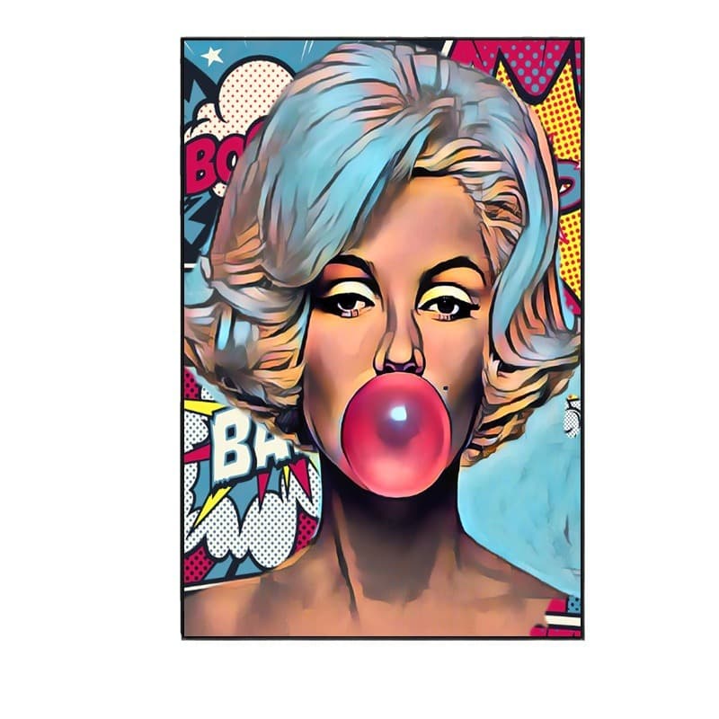 Movie star Monroe blowing bubbles canvas painting mural poster wall art bedroom living room modern decorative painting 4