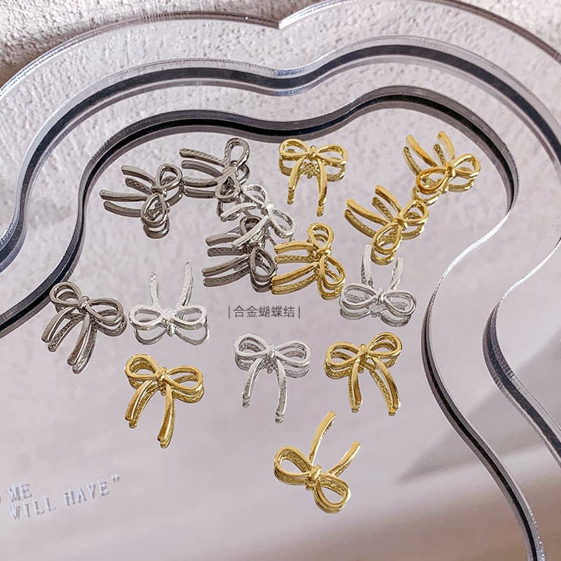 (Wholesale), golden nail decoration with bow, accessories, internet celebrity, new collection 3