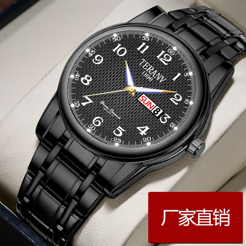 (Cross-border trading), watch, fashionable calendar, waterproof steel belt, Switzerland, English 2