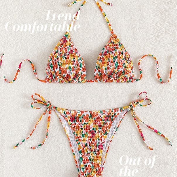 (Cross-border trading), sexy swimwear, belt, set, floral print, (Physicals) 4