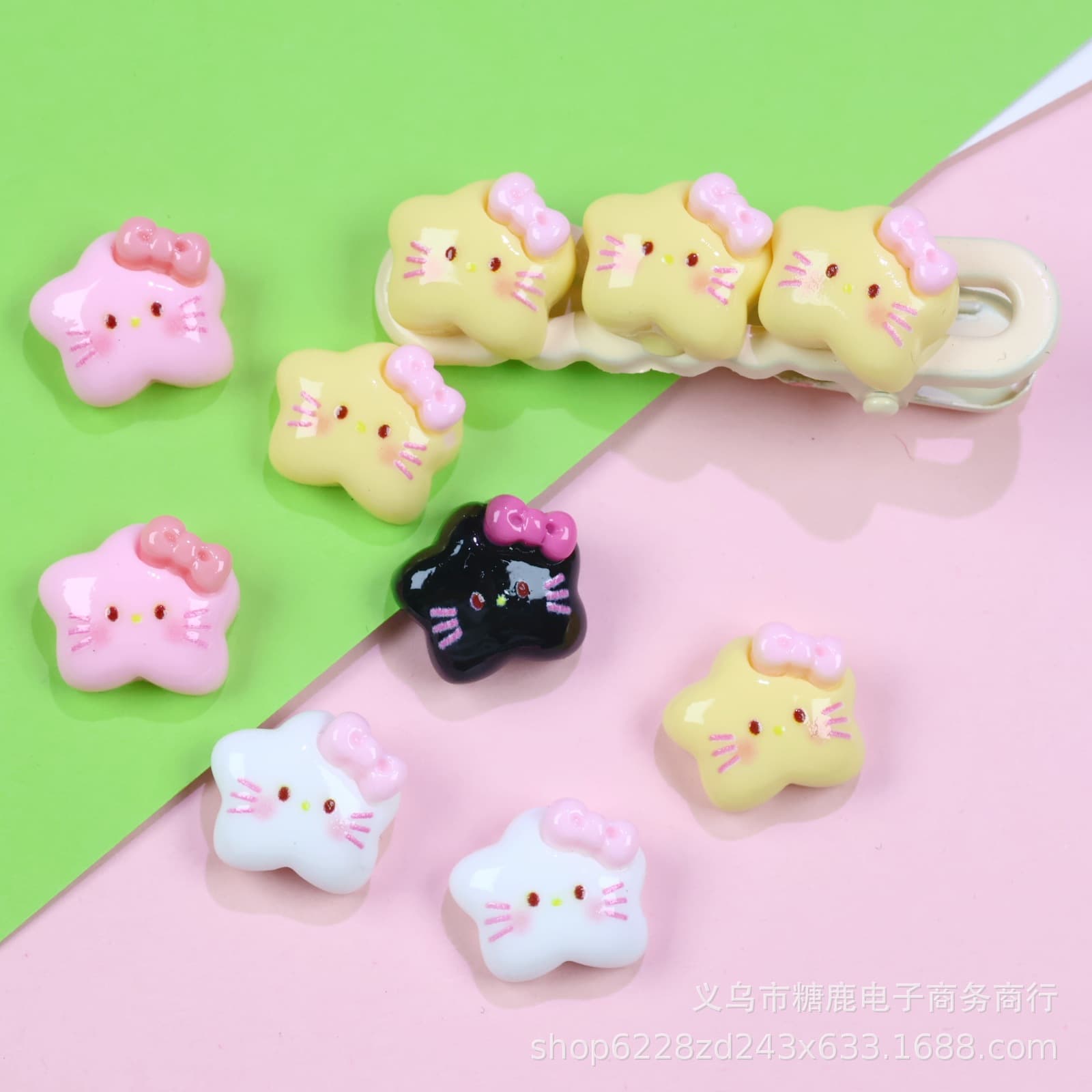 Cream hairgrip, phone case, fridge magnet, keychain, cat, DIY