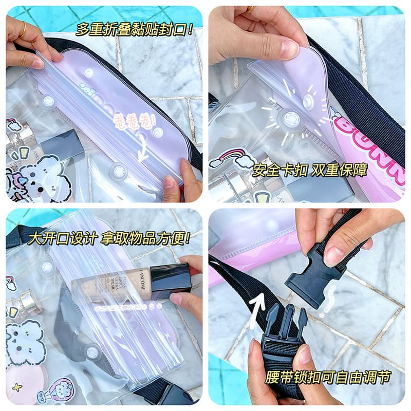 Cartoon waterproof cute mobile phone protection, belt bag, storage bag for swimming for traveling, touch screen 4