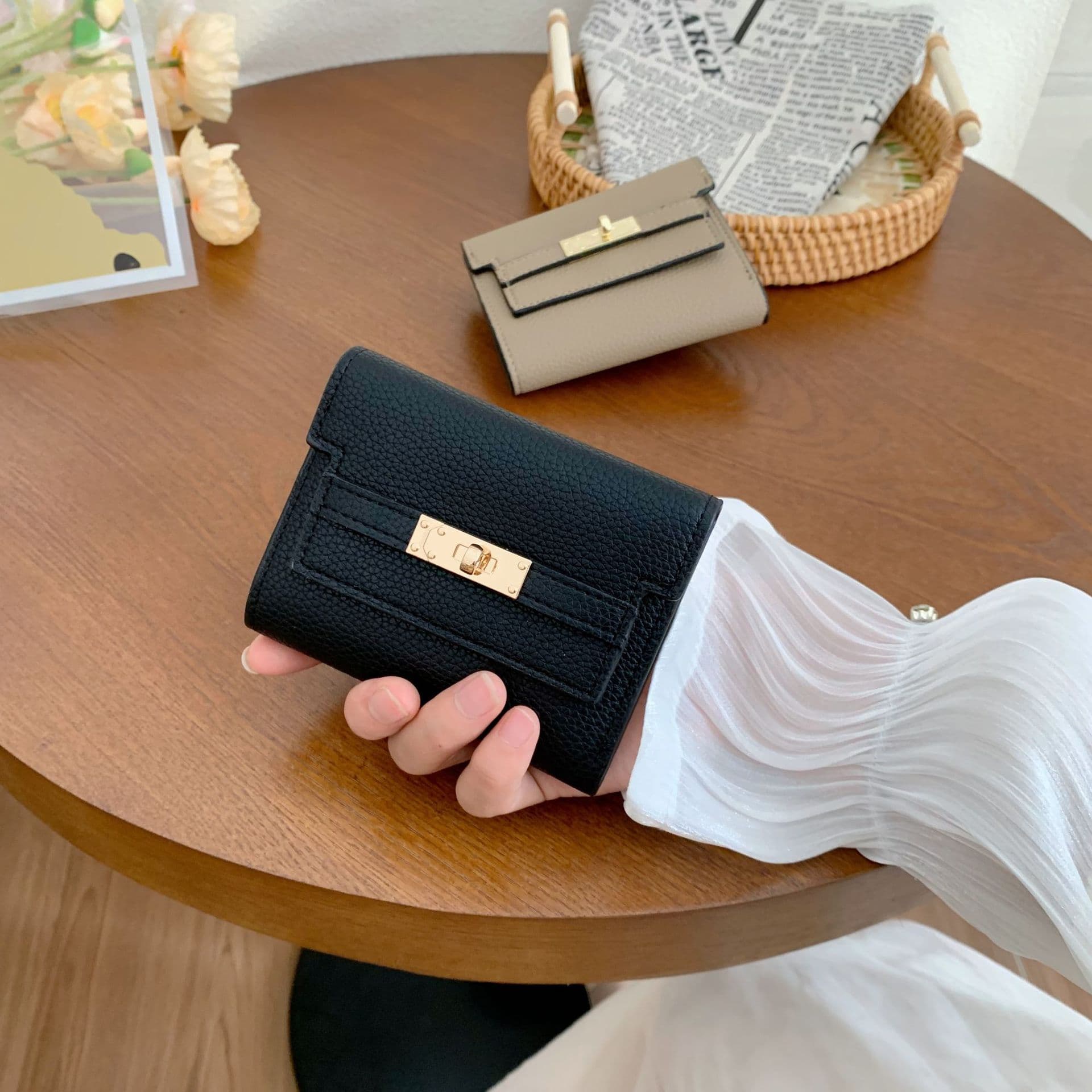 (Cross-border trading), wallet, folding shoulder bag, short small clutch bag, high-end 4