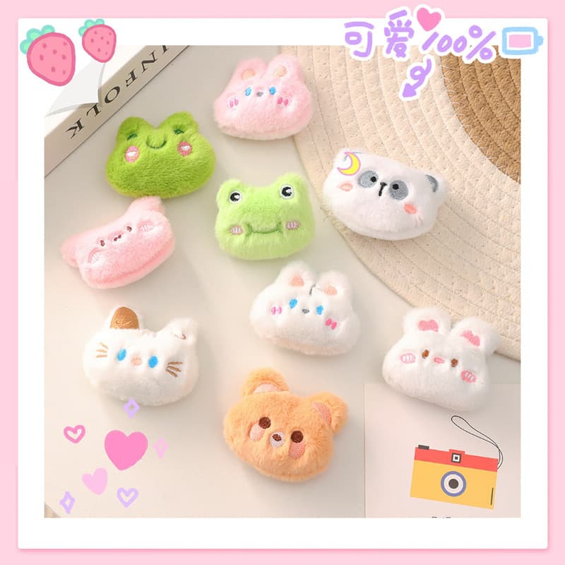 Cartoon plush cute brooch, doll, rabbit, bag decoration, accessory, with little bears, frog, cat, DIY 3