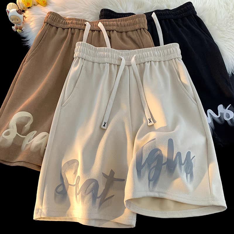 Summer sports black trousers for leisure, loose fit, polyester, for teenagers, for beloved