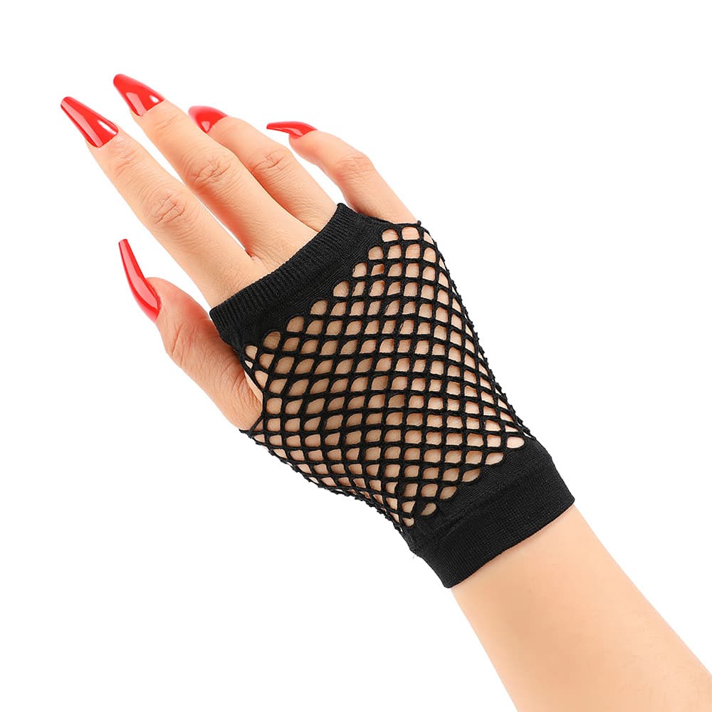Short fishing net, multicoloured sexy elastic gloves, punk style, halloween 2