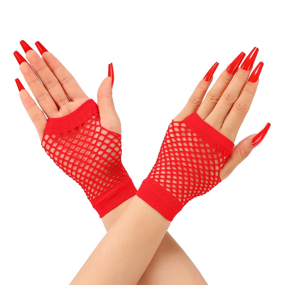 Short fishing net, multicoloured sexy elastic gloves, punk style, halloween 3