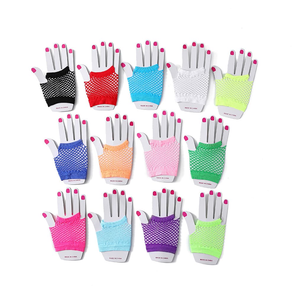 Short fishing net, multicoloured sexy elastic gloves, punk style, halloween 4