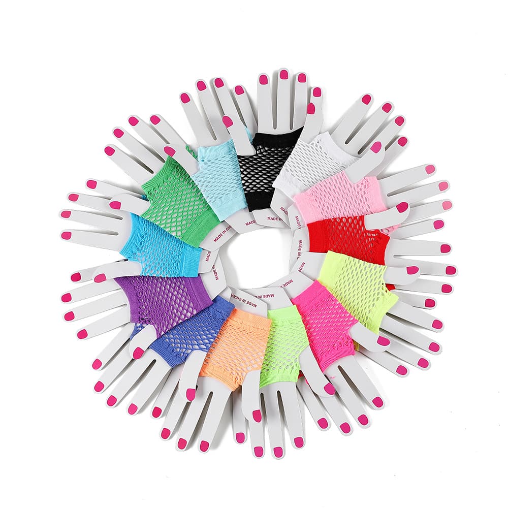Short fishing net, multicoloured sexy elastic gloves, punk style, halloween 5