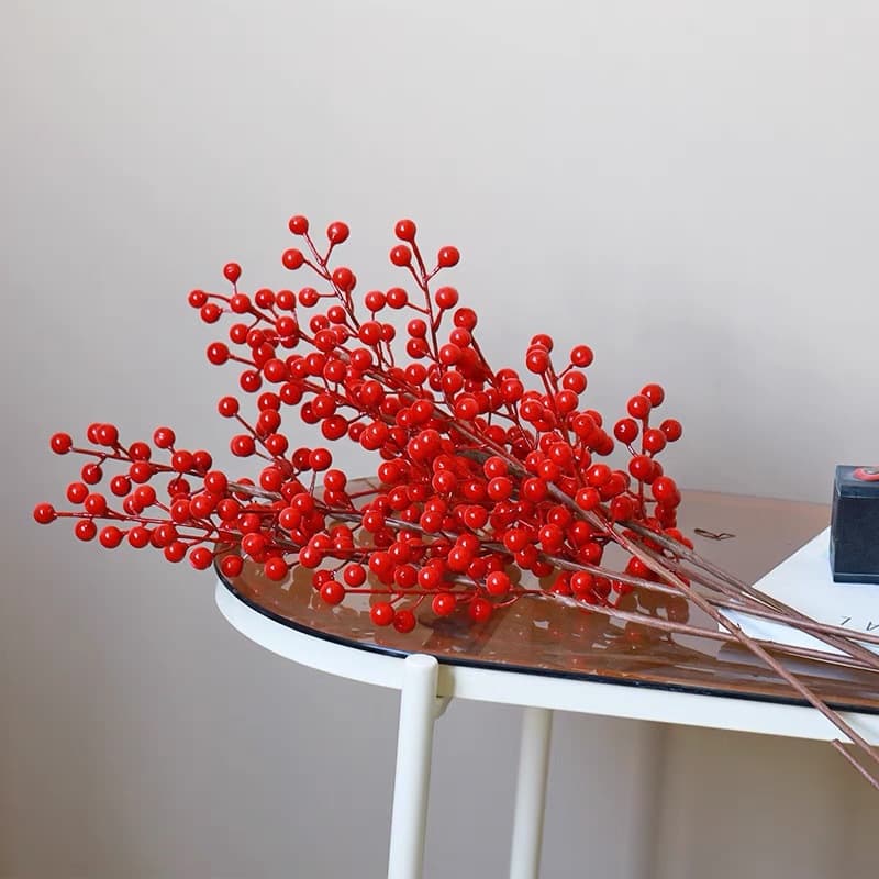 Red Fruit Fortune Fruit Home Decoration Branches Simulation of Winter Green Fruit Christmas Fruit Festival Decoration of New Year Flower Simulation Red Fruit 2