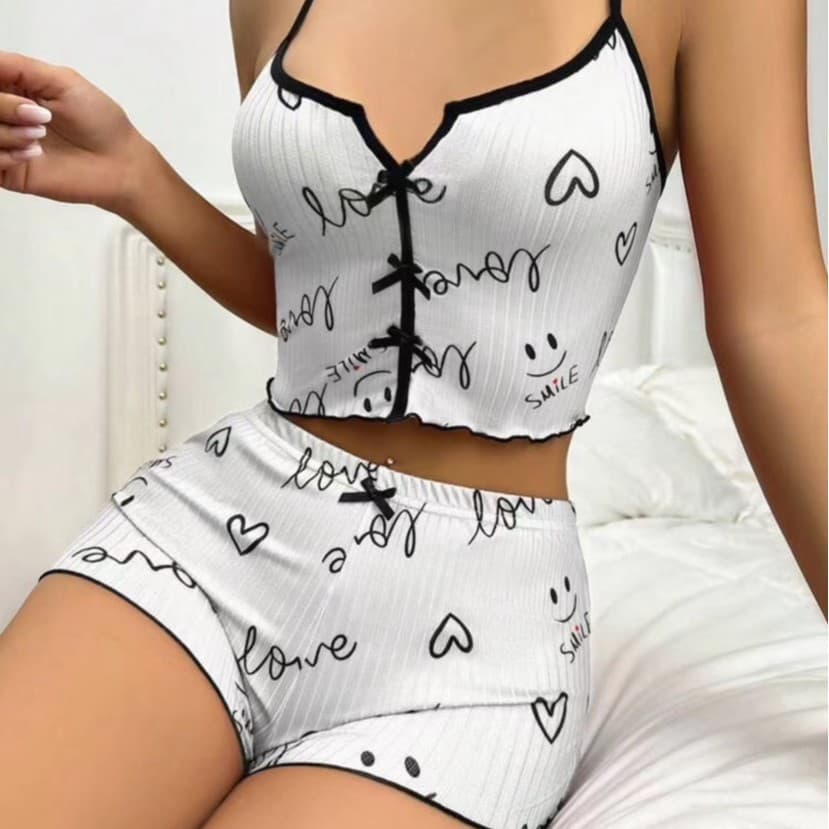 (Cross-border trading), demi-season sexy multicoloured pijama, shorts with bow, set, homewear, lifting effect 4