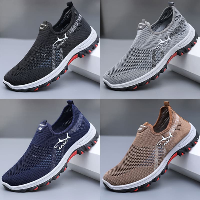 TEMU hollow mesh shoes for men 2026 summer new middle-aged and elderly soft-soled dad shoes trendy shark casual shoes 4