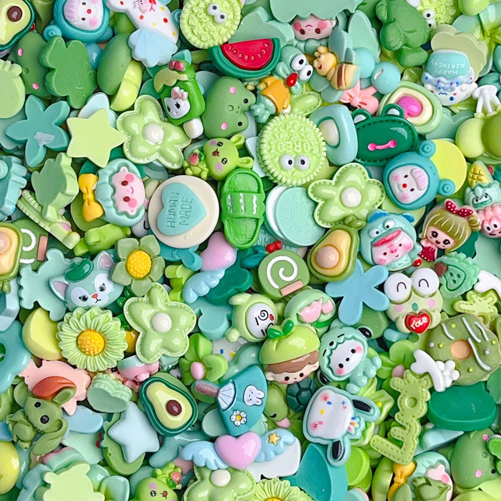 Weigh by the pound cute cartoon solid color transparent mixed resin accessories cream glue DIY material mobile phone case water cup sticker 3