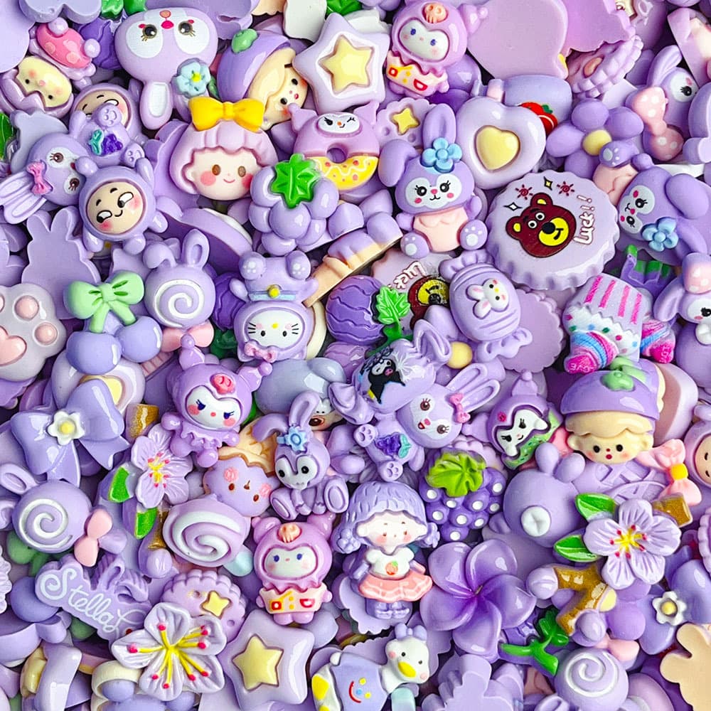 Weigh by the pound cute cartoon solid color transparent mixed resin accessories cream glue DIY material mobile phone case water cup sticker 4