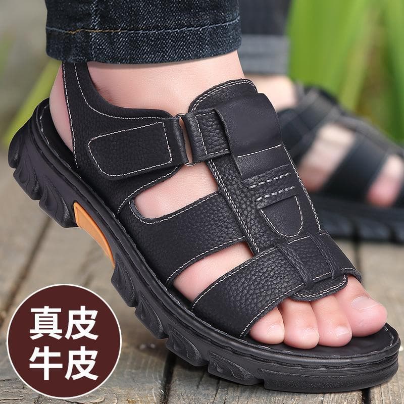 Men's leather sandals, summer non-slip beach footwear, trailer, slippers, direct factory sales, cowhide, genuine leather, summer 2024 2