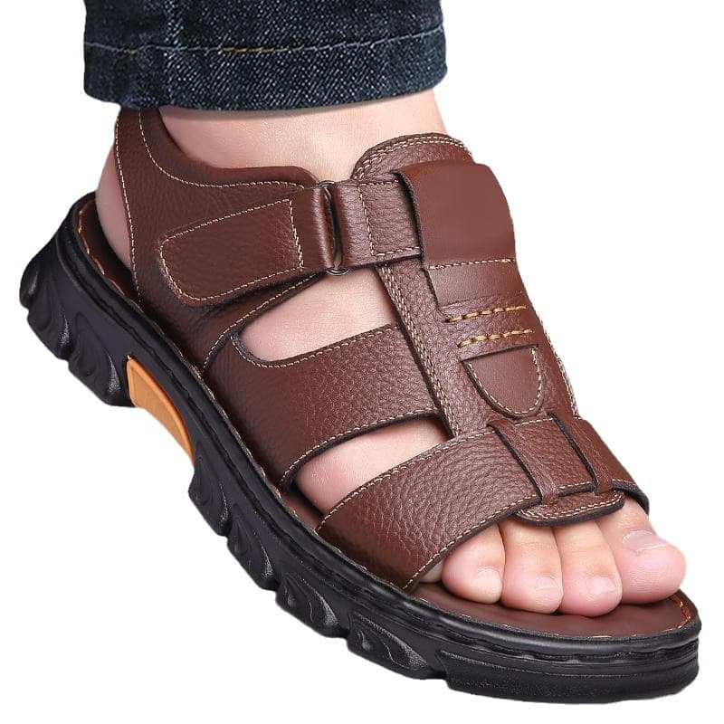 Men's leather sandals, summer non-slip beach footwear, trailer, slippers, direct factory sales, cowhide, genuine leather, summer 2024 5