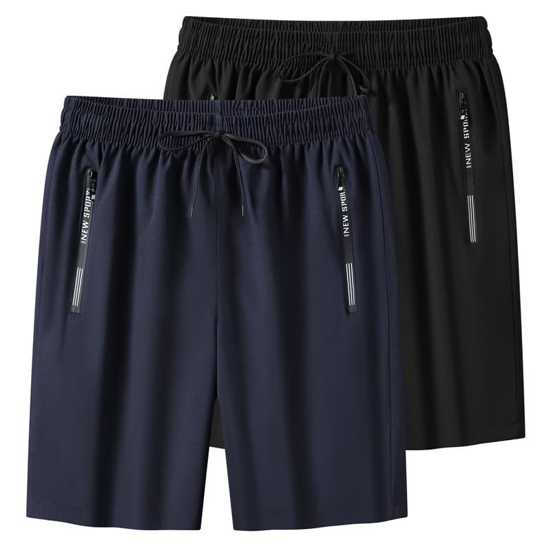 Shorts with Zipper Elastic Band Running Pants 4